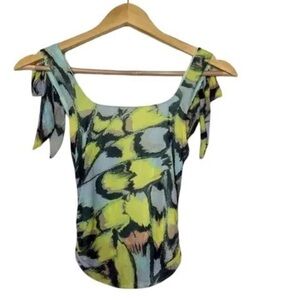 NWTs Free People Avenue Ruched Tank Top Tie Shoulder Mint Combo - Size Medium